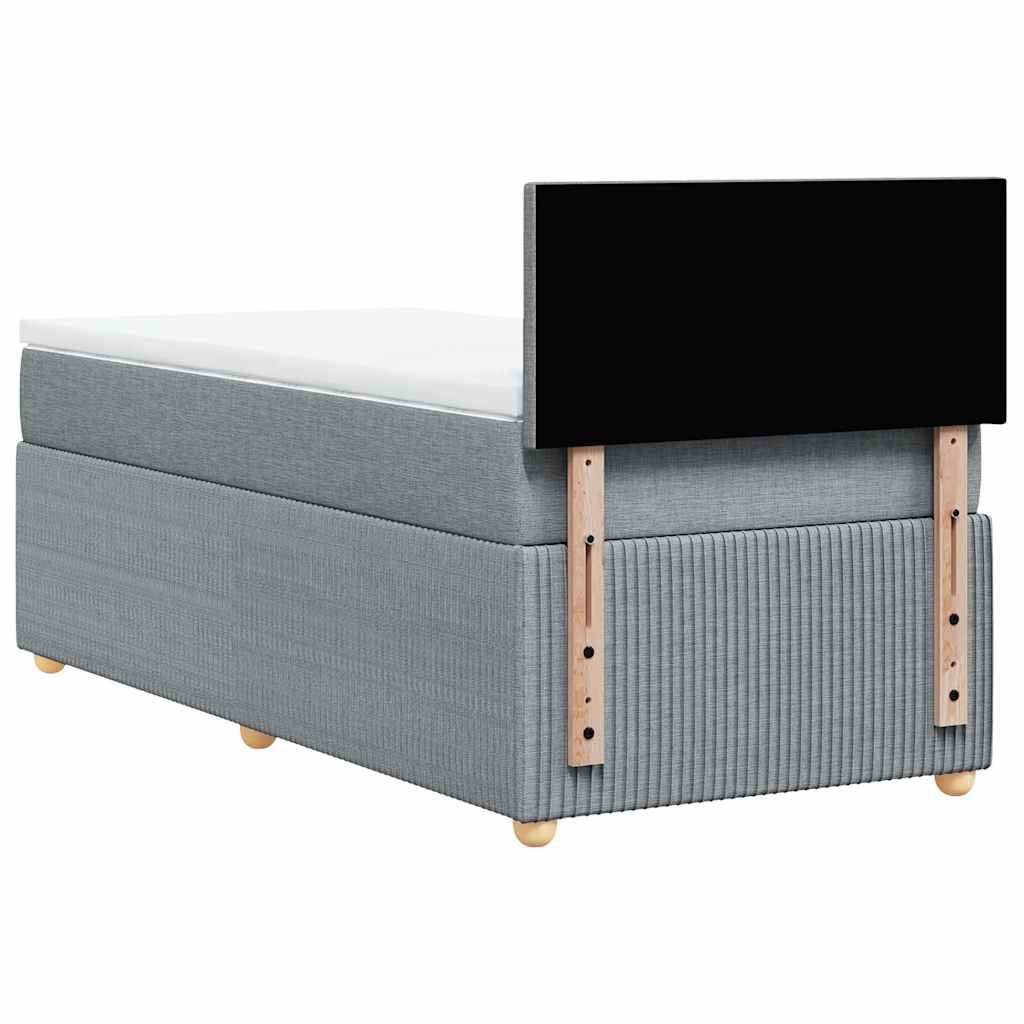 Κρεβάτι Boxspring με Στρώμα Ανοιχτό Γκρι 100x200 εκ. Υφασμάτινο - Pakobazaar