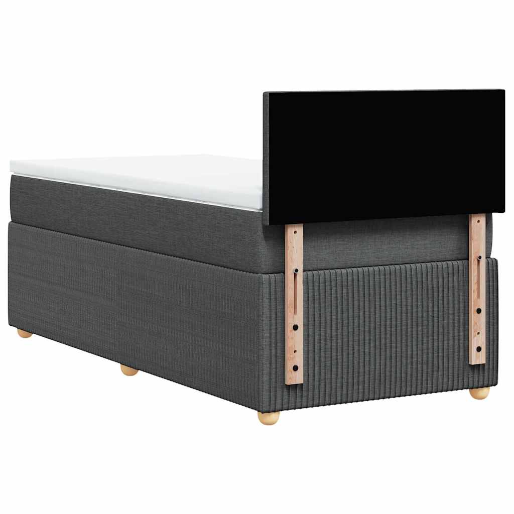 Κρεβάτι Boxspring με Στρώμα Σκούρο Γκρι 100x200 εκ. Υφασμάτινο - Pakobazaar