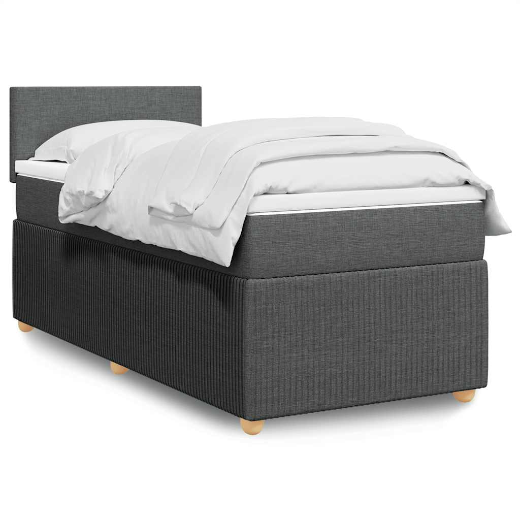 Κρεβάτι Boxspring με Στρώμα Σκούρο Γκρι 100x200 εκ. Υφασμάτινο - Pakobazaar