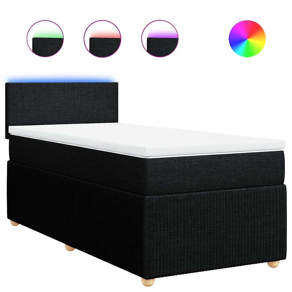 Κρεβάτι Boxspring με Στρώμα Μαύρο 100 x 200 εκ. Υφασμάτινο - Pakobazaar