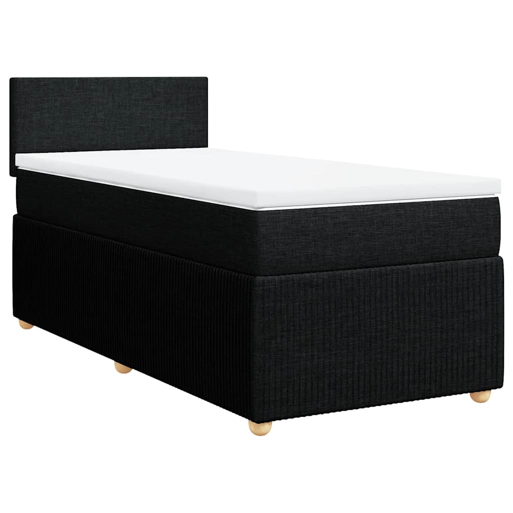 Κρεβάτι Boxspring με Στρώμα Μαύρο 100 x 200 εκ. Υφασμάτινο - Pakobazaar