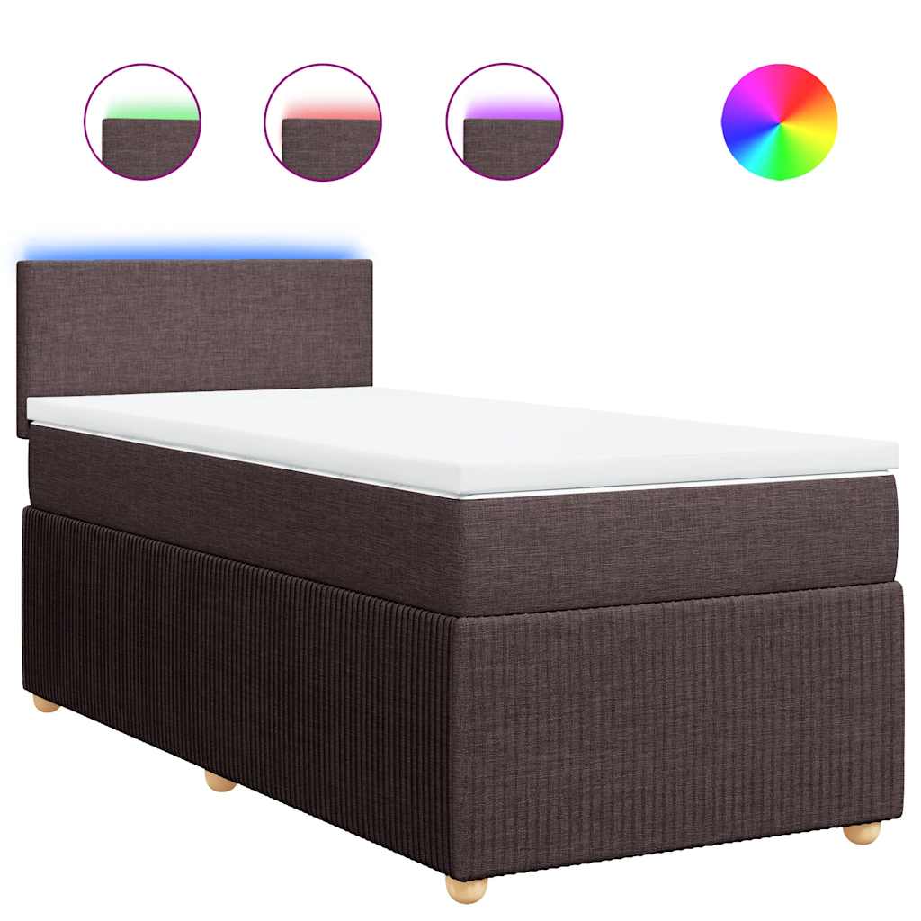 Κρεβάτι Boxspring με Στρώμα Σκούρο Καφέ 100x200 εκ. Υφασμάτινο - Pakobazaar