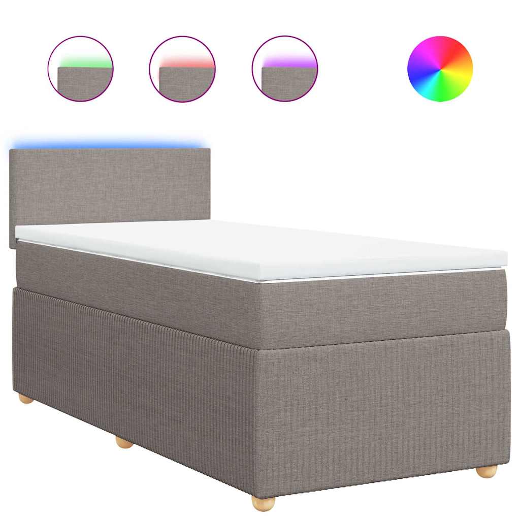 Κρεβάτι Boxspring με Στρώμα Taupe 100 x 200 εκ. Υφασμάτινο - Pakobazaar