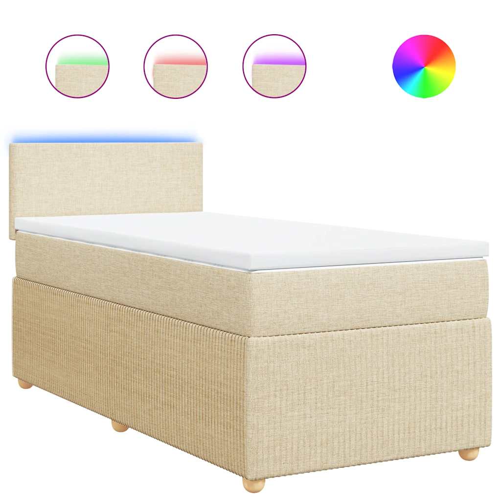 Κρεβάτι Boxspring με Στρώμα Κρεμ 100 x 200 εκ. Υφασμάτινο