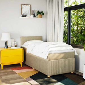 Κρεβάτι Boxspring με Στρώμα Κρεμ 100 x 200 εκ. Υφασμάτινο
