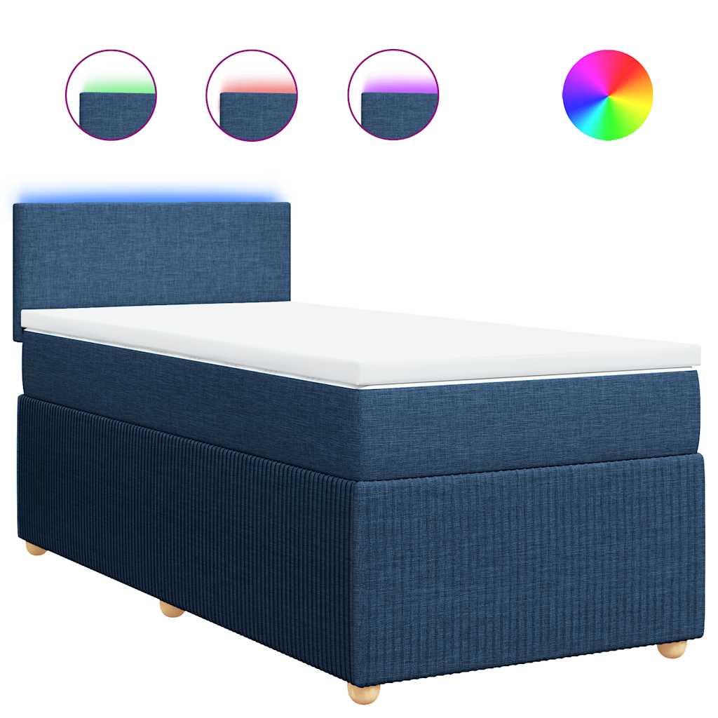 Κρεβάτι Boxspring με Στρώμα Μπλε 100 x 200 εκ. Υφασμάτινο