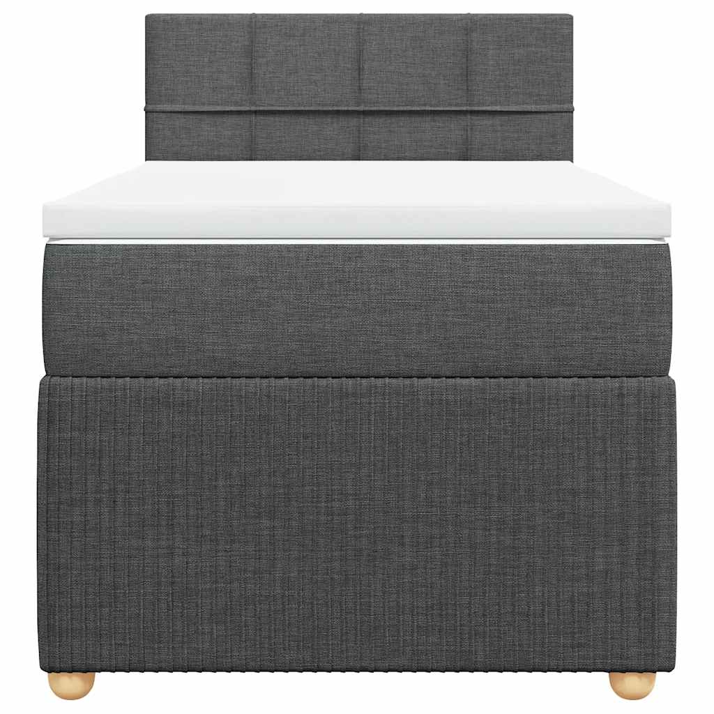 Κρεβάτι Boxspring με Στρώμα Σκούρο Γκρι 100x200 εκ. Υφασμάτινο - Pakobazaar