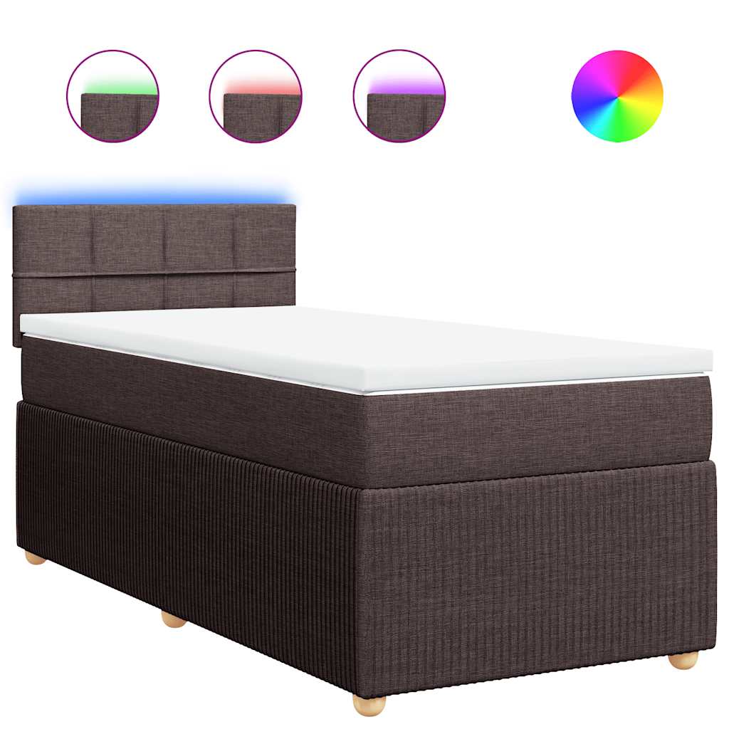 Κρεβάτι Boxspring με Στρώμα Σκούρο Καφέ 100x200 εκ. Υφασμάτινο - Pakobazaar
