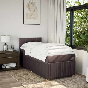 Κρεβάτι Boxspring με Στρώμα Σκούρο Καφέ 100x200 εκ. Υφασμάτινο - Pakobazaar