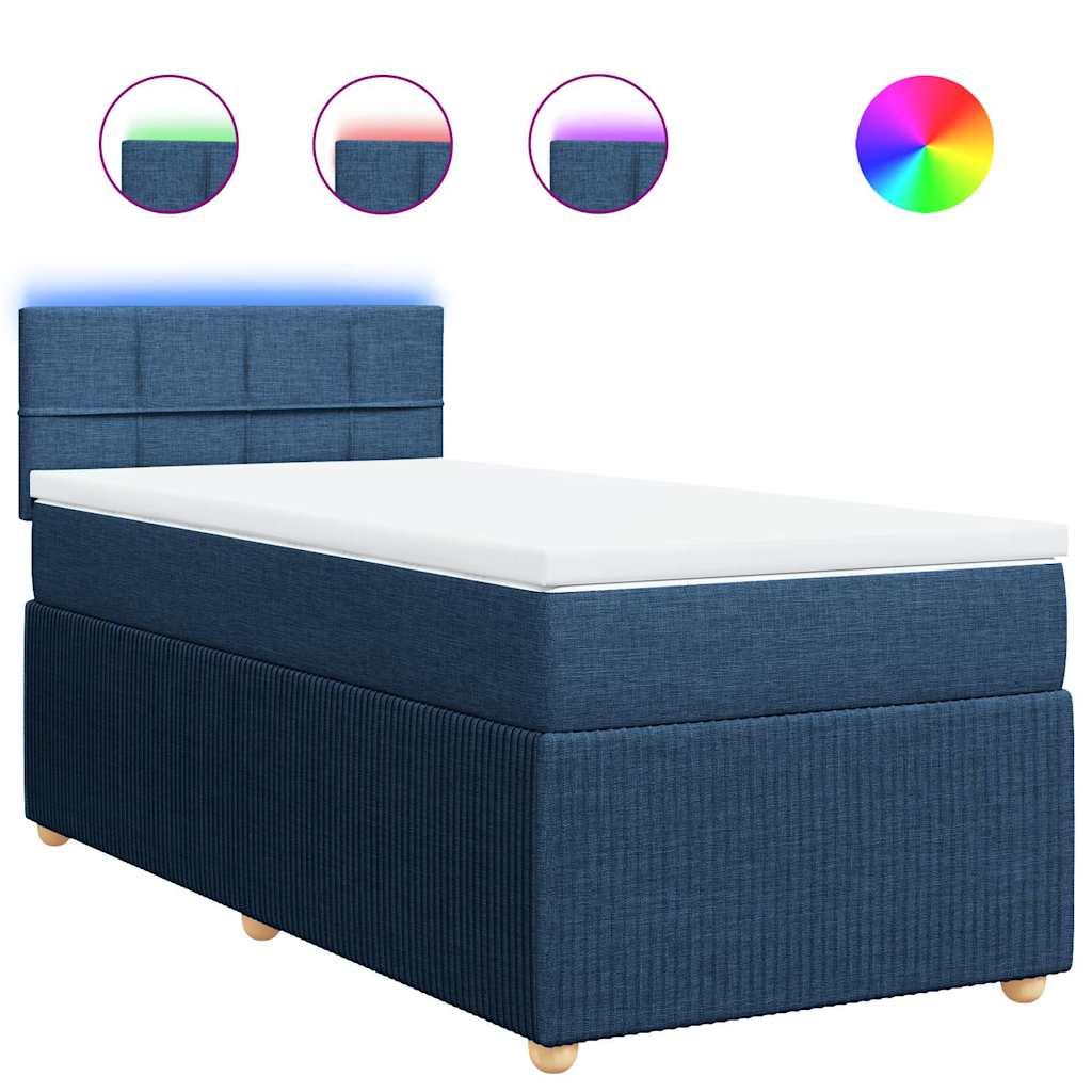 Κρεβάτι Boxspring με Στρώμα Μπλε 100 x 200 εκ. Υφασμάτινο