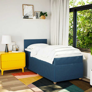 Κρεβάτι Boxspring με Στρώμα Μπλε 100 x 200 εκ. Υφασμάτινο