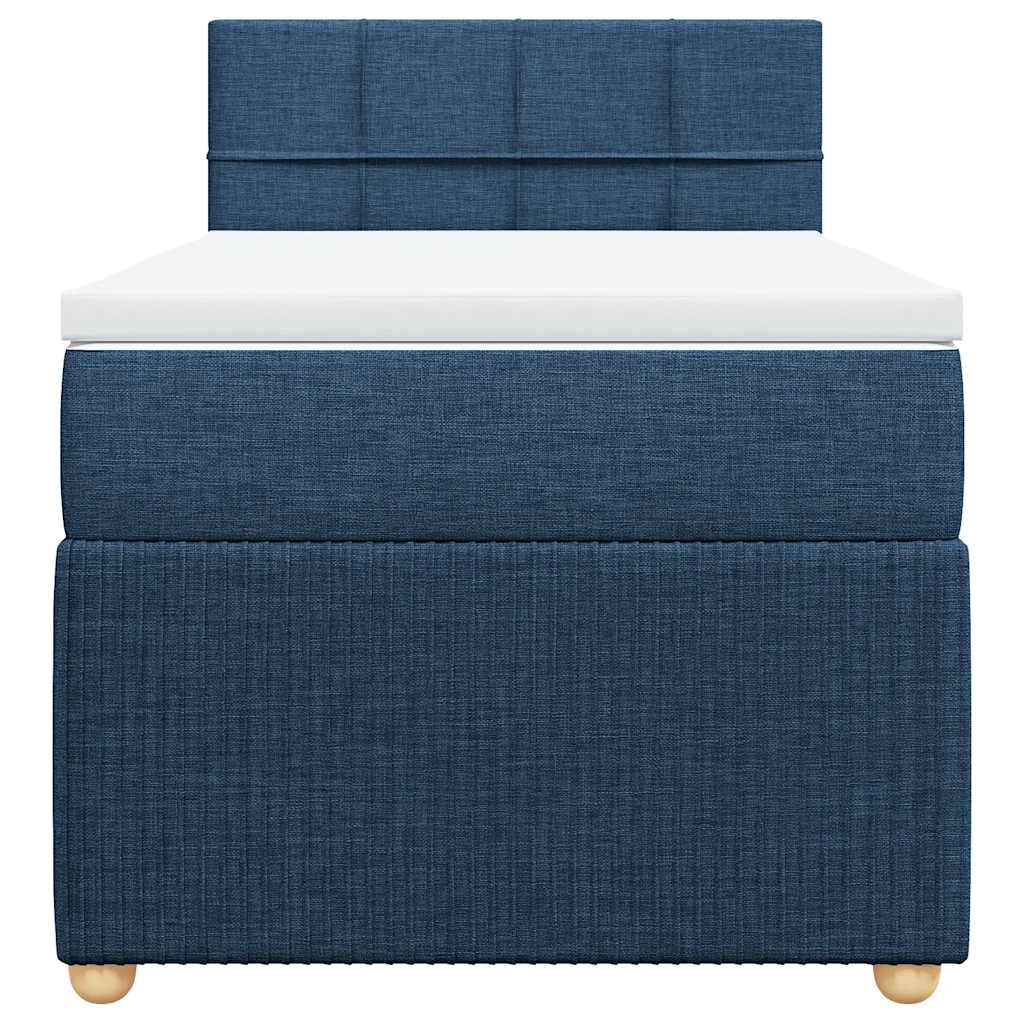 Κρεβάτι Boxspring με Στρώμα Μπλε 100 x 200 εκ. Υφασμάτινο