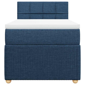 Κρεβάτι Boxspring με Στρώμα Μπλε 100 x 200 εκ. Υφασμάτινο