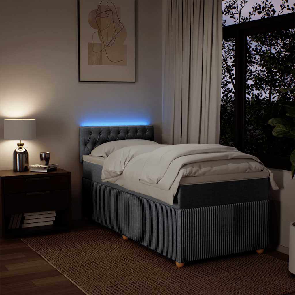 Κρεβάτι Boxspring με Στρώμα Ανοιχτό Γκρι 100x200 εκ. Υφασμάτινο - Pakobazaar