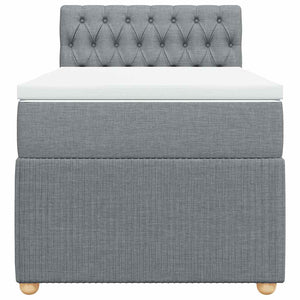 Κρεβάτι Boxspring με Στρώμα Ανοιχτό Γκρι 100x200 εκ. Υφασμάτινο - Pakobazaar