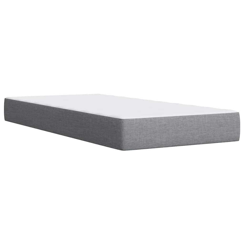 Κρεβάτι Boxspring με Στρώμα Ανοιχτό Γκρι 100x200 εκ. Υφασμάτινο - Pakobazaar