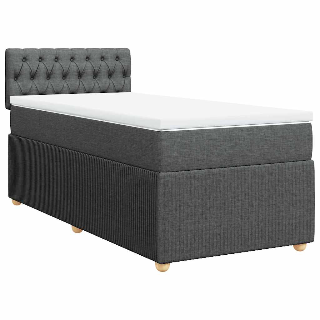 Κρεβάτι Boxspring με Στρώμα Σκούρο Γκρι 100x200 εκ. Υφασμάτινο - Pakobazaar