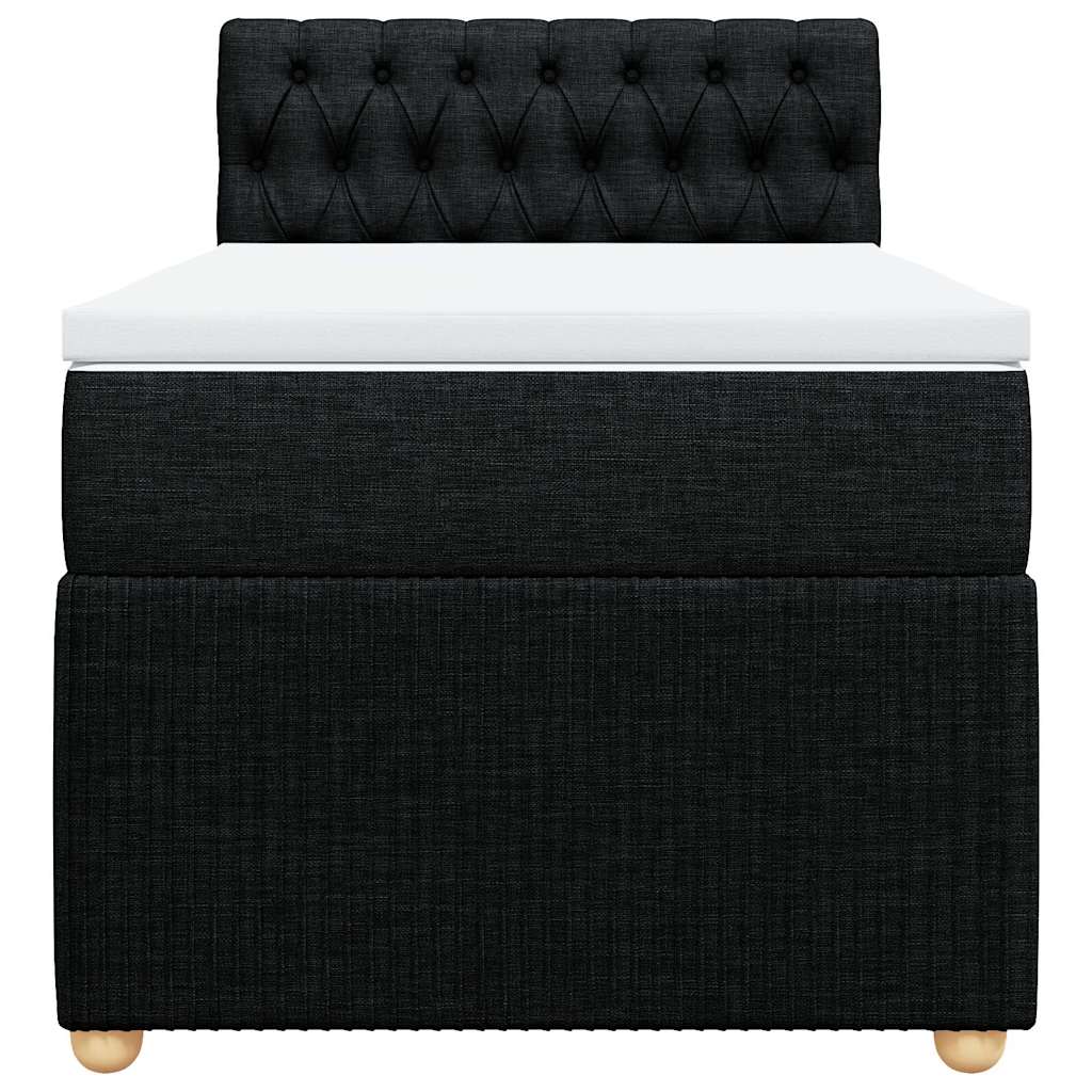 Κρεβάτι Boxspring με Στρώμα Μαύρο 100 x 200 εκ. Υφασμάτινο - Pakobazaar