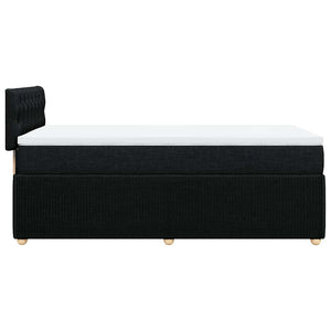 Κρεβάτι Boxspring με Στρώμα Μαύρο 100 x 200 εκ. Υφασμάτινο - Pakobazaar