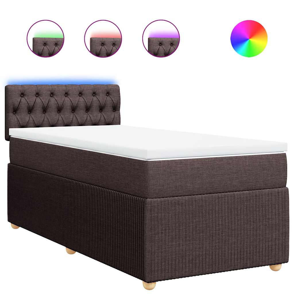 Κρεβάτι Boxspring με Στρώμα Σκούρο Καφέ 100x200 εκ. Υφασμάτινο - Pakobazaar