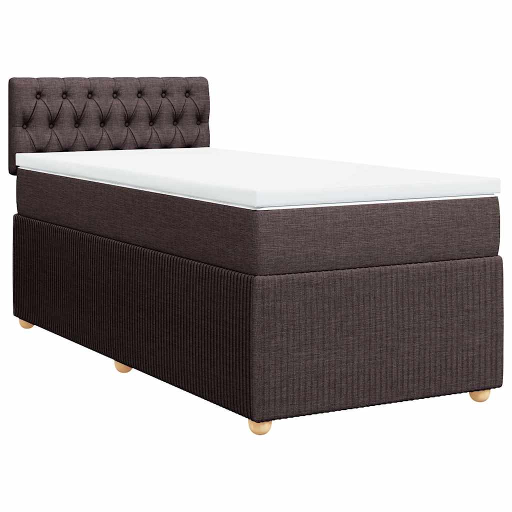 Κρεβάτι Boxspring με Στρώμα Σκούρο Καφέ 100x200 εκ. Υφασμάτινο - Pakobazaar