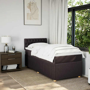 Κρεβάτι Boxspring με Στρώμα Σκούρο Καφέ 100x200 εκ. Υφασμάτινο - Pakobazaar
