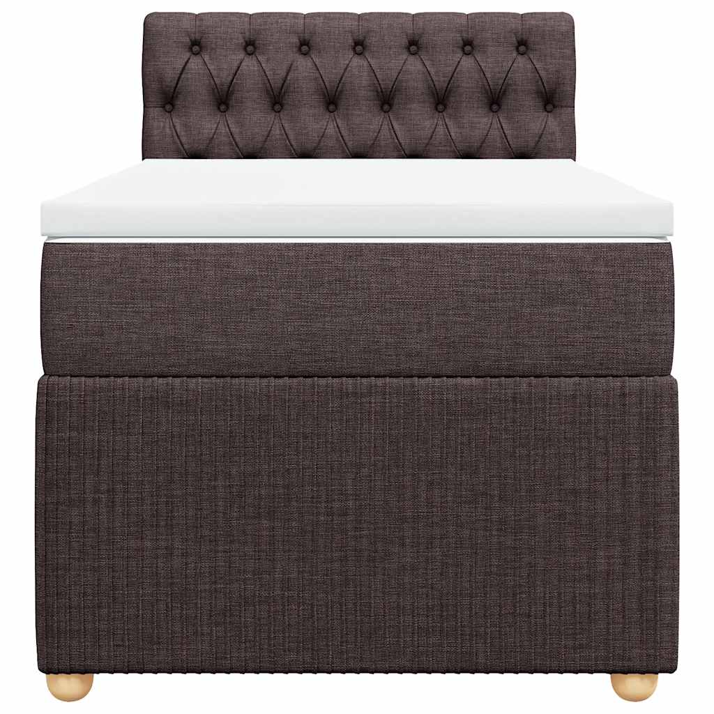 Κρεβάτι Boxspring με Στρώμα Σκούρο Καφέ 100x200 εκ. Υφασμάτινο - Pakobazaar