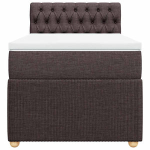 Κρεβάτι Boxspring με Στρώμα Σκούρο Καφέ 100x200 εκ. Υφασμάτινο - Pakobazaar
