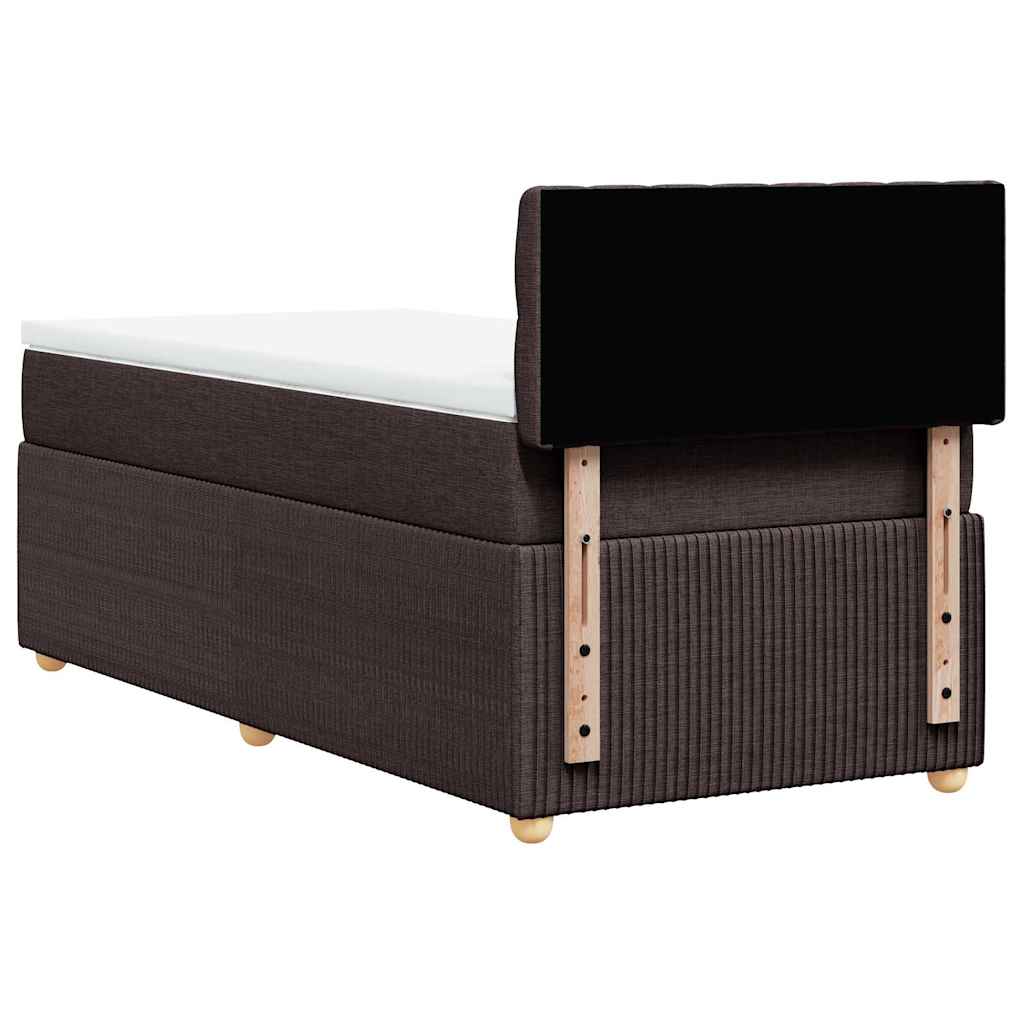 Κρεβάτι Boxspring με Στρώμα Σκούρο Καφέ 100x200 εκ. Υφασμάτινο - Pakobazaar