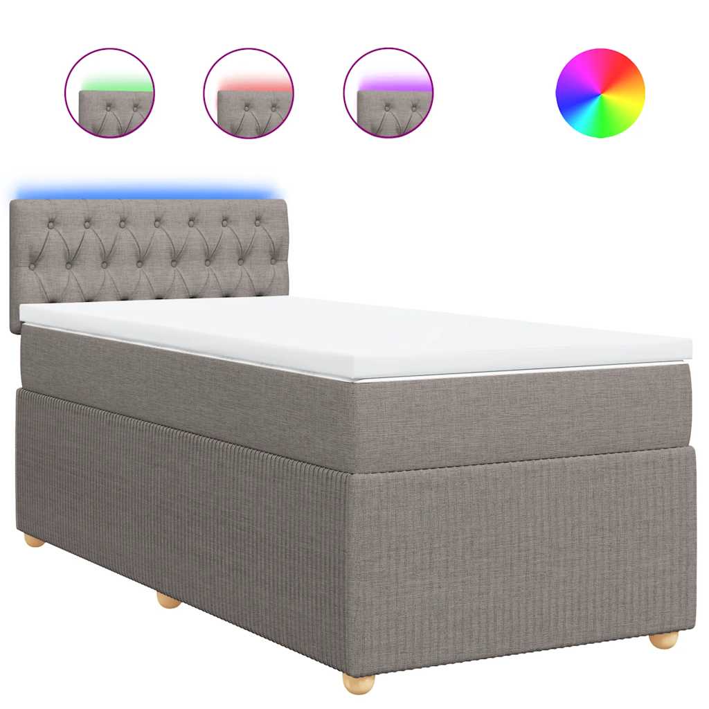Κρεβάτι Boxspring με Στρώμα Taupe 100 x 200 εκ. Υφασμάτινο - Pakobazaar