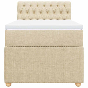 Κρεβάτι Boxspring με Στρώμα Κρεμ 100 x 200 εκ. Υφασμάτινο