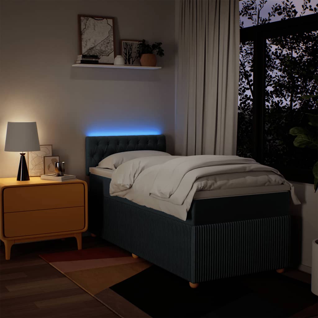 Κρεβάτι Boxspring με Στρώμα Μπλε 100 x 200 εκ. Υφασμάτινο