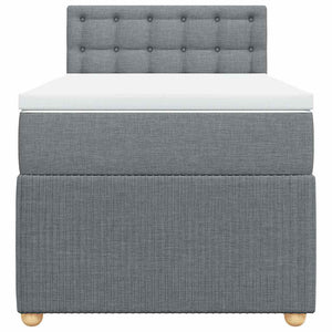 Κρεβάτι Boxspring με Στρώμα Ανοιχτό Γκρι 100x200 εκ. Υφασμάτινο - Pakobazaar
