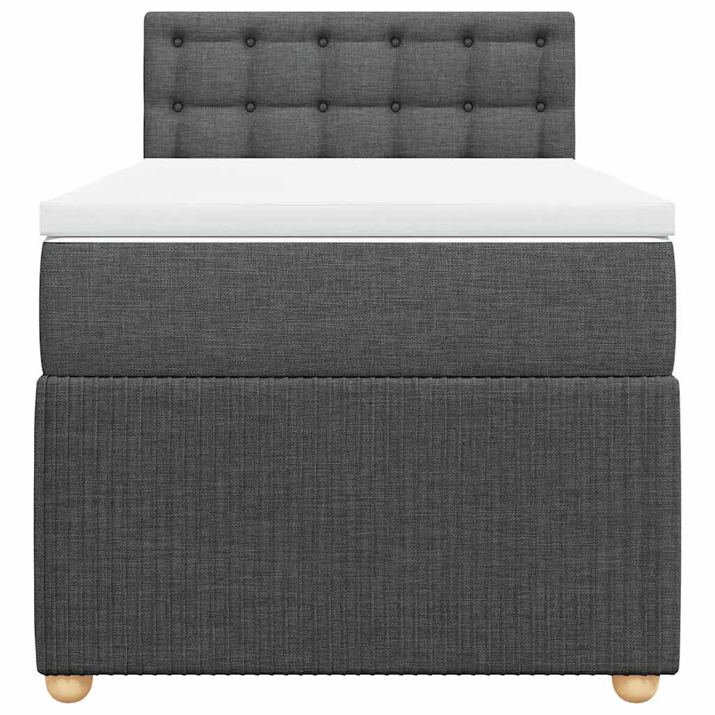 Κρεβάτι Boxspring με Στρώμα Σκούρο Γκρι 100x200 εκ. Υφασμάτινο - Pakobazaar