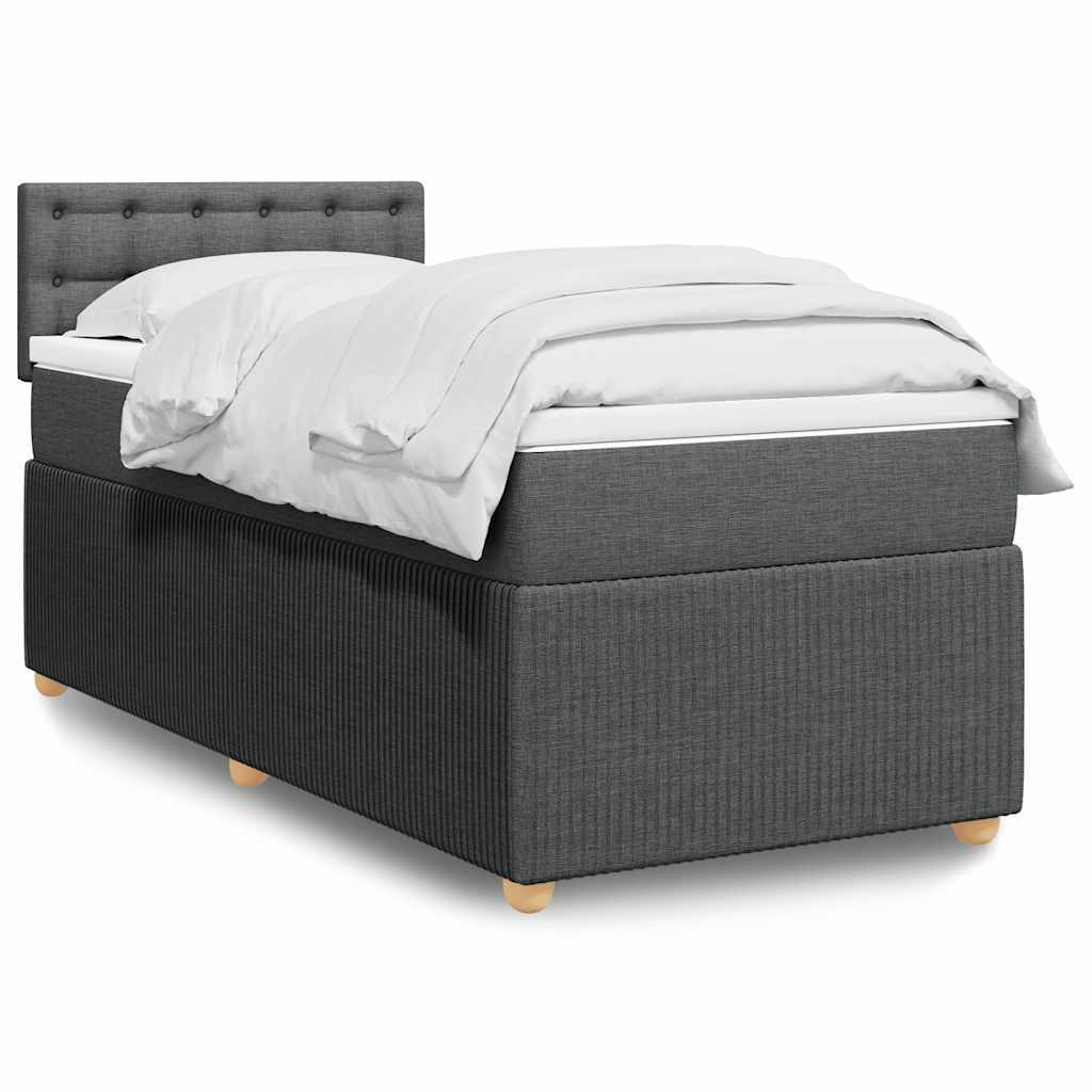 Κρεβάτι Boxspring με Στρώμα Σκούρο Γκρι 100x200 εκ. Υφασμάτινο - Pakobazaar