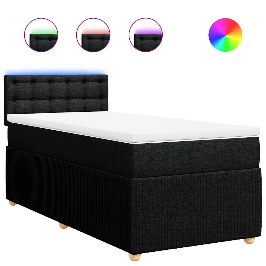 Κρεβάτι Boxspring με Στρώμα Μαύρο 100 x 200 εκ. Υφασμάτινο - Pakobazaar