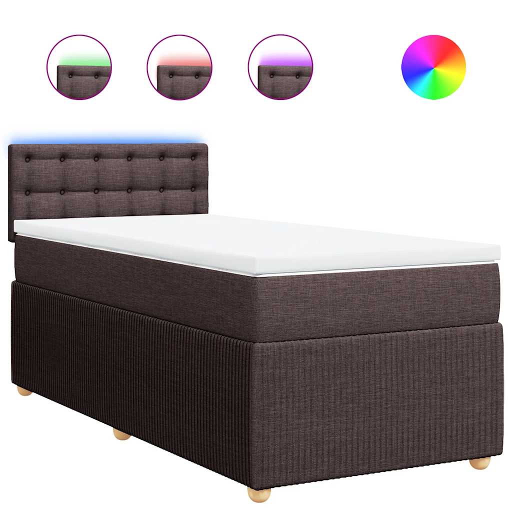Κρεβάτι Boxspring με Στρώμα Σκούρο Καφέ 100x200 εκ. Υφασμάτινο - Pakobazaar