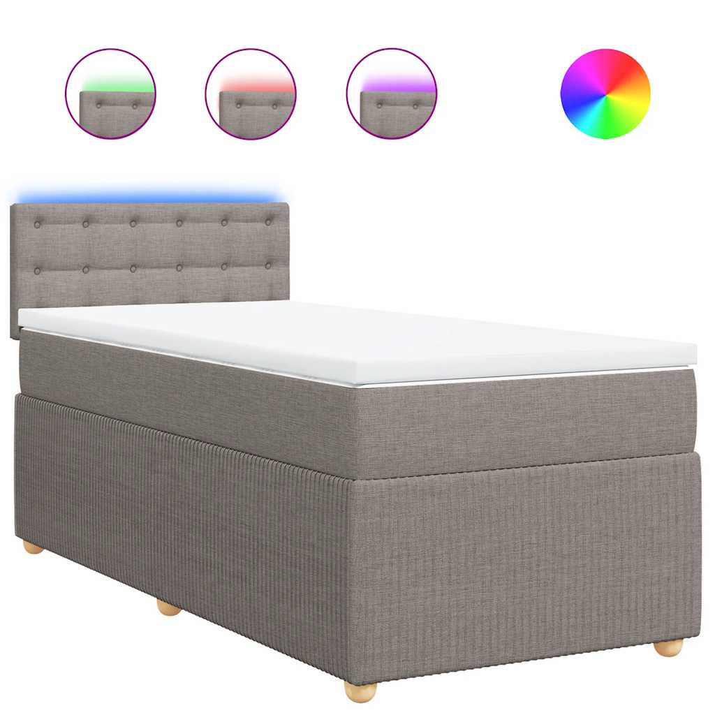 Κρεβάτι Boxspring με Στρώμα Taupe 100 x 200 εκ. Υφασμάτινο - Pakobazaar