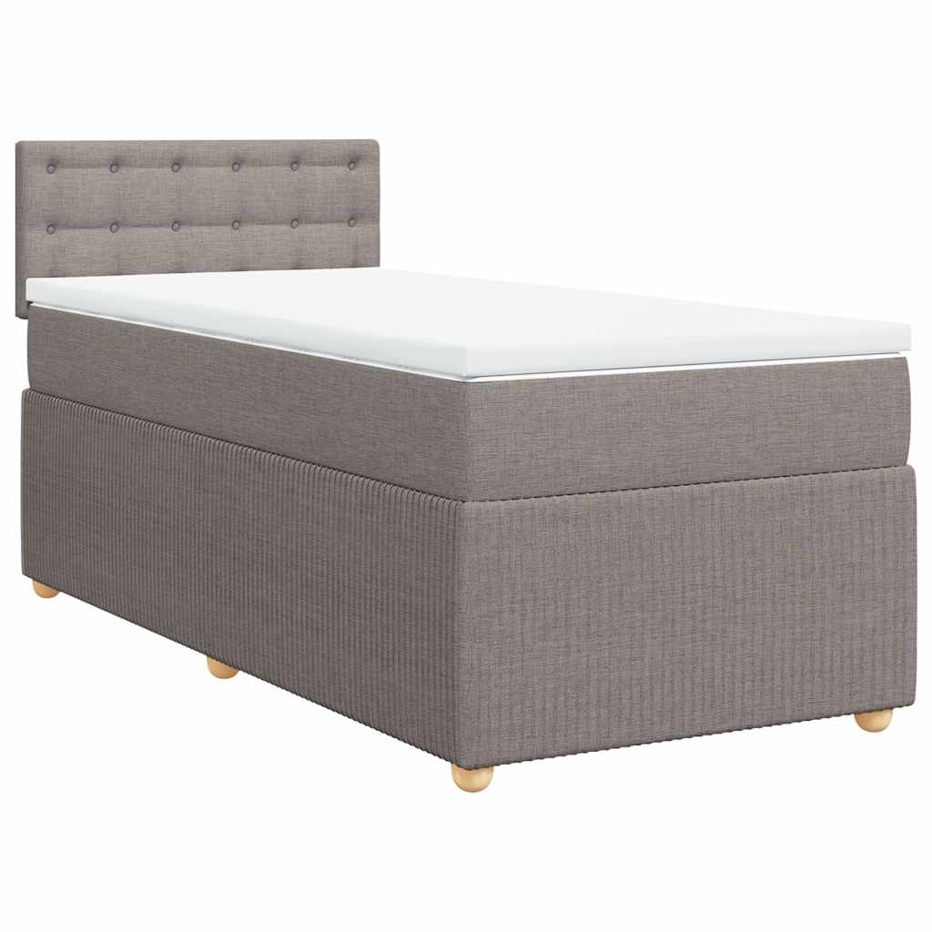 Κρεβάτι Boxspring με Στρώμα Taupe 100 x 200 εκ. Υφασμάτινο - Pakobazaar