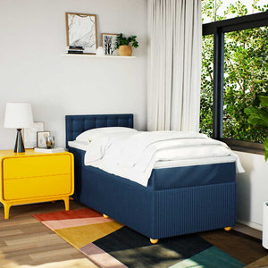 Κρεβάτι Boxspring με Στρώμα Μπλε 100 x 200 εκ. Υφασμάτινο