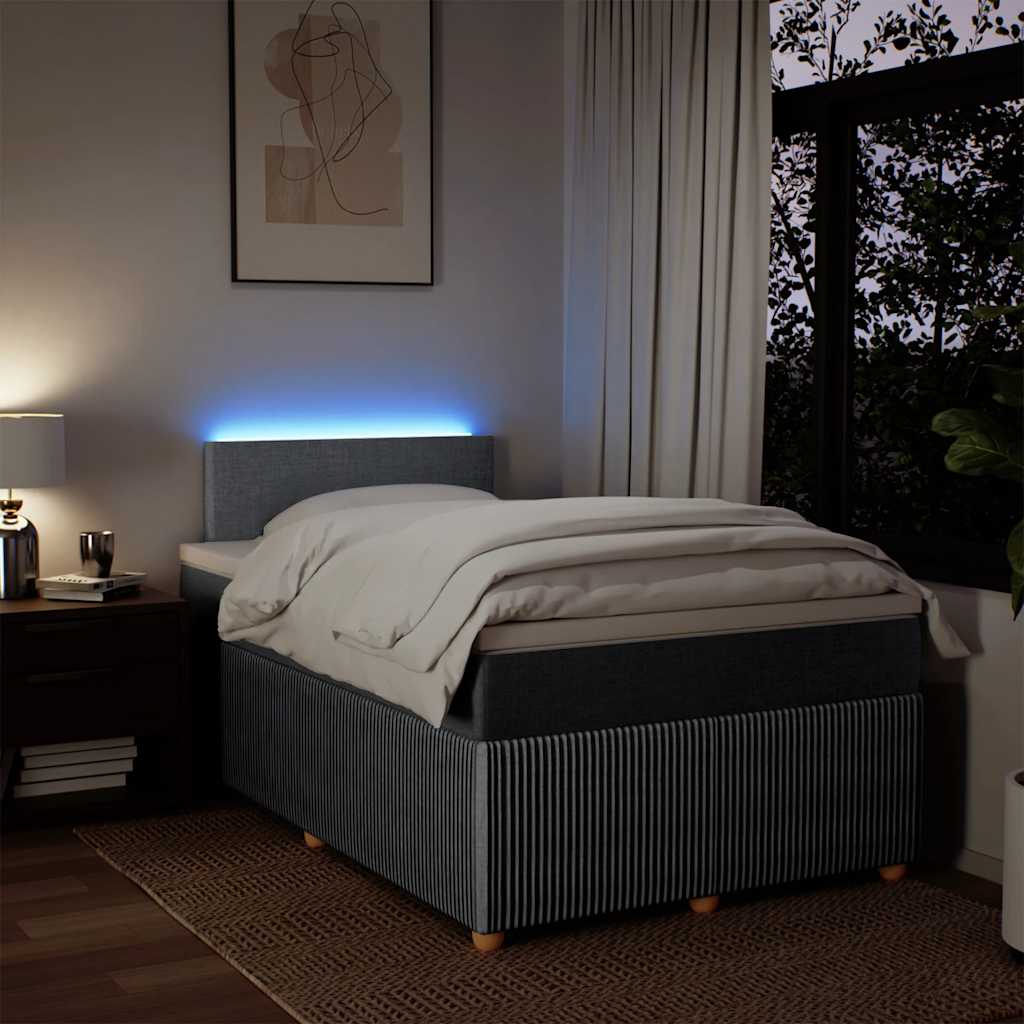 Κρεβάτι Boxspring με Στρώμα Ανοιχτό Γκρι 120x190 εκ. Υφασμάτινο - Pakobazaar