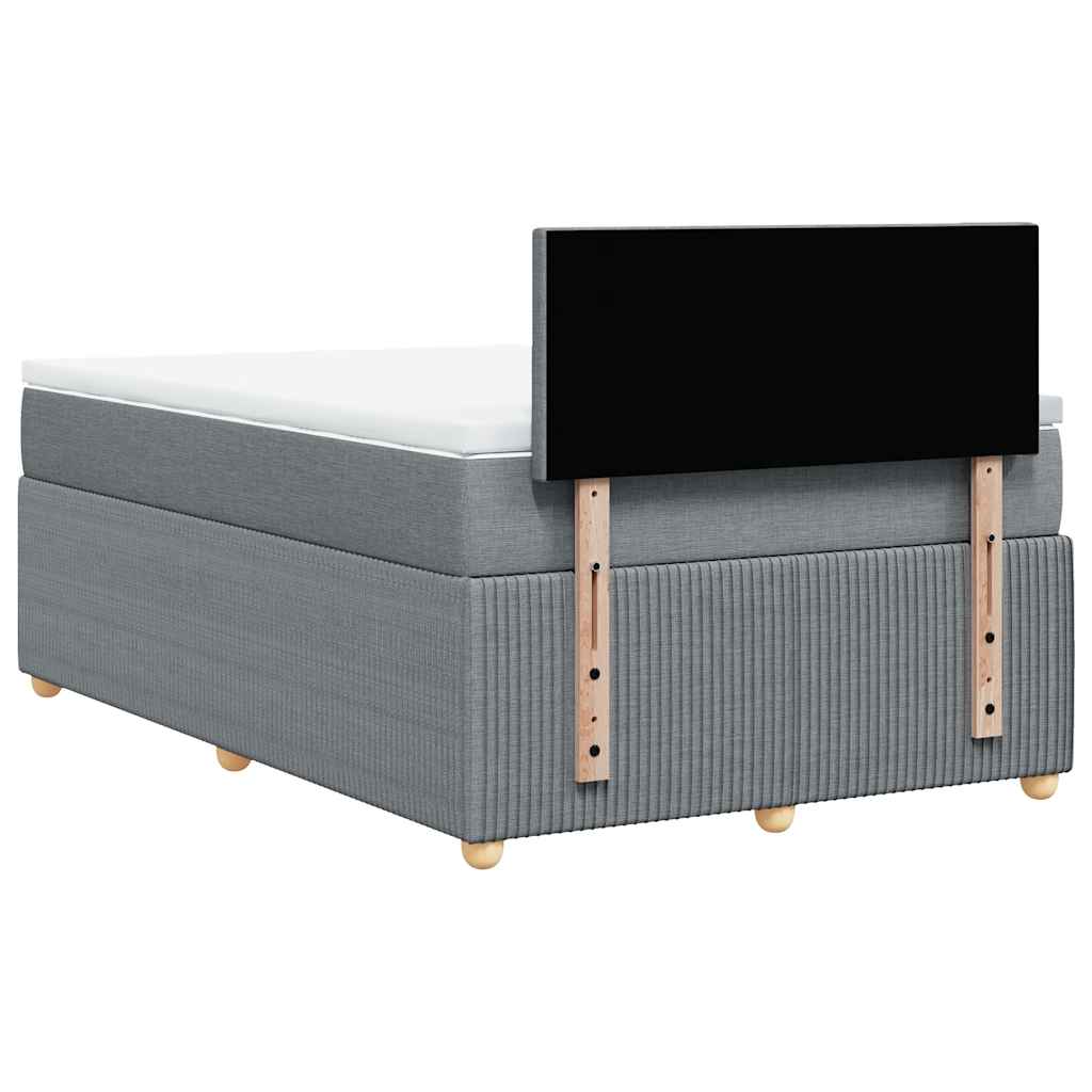 Κρεβάτι Boxspring με Στρώμα Ανοιχτό Γκρι 120x190 εκ. Υφασμάτινο - Pakobazaar