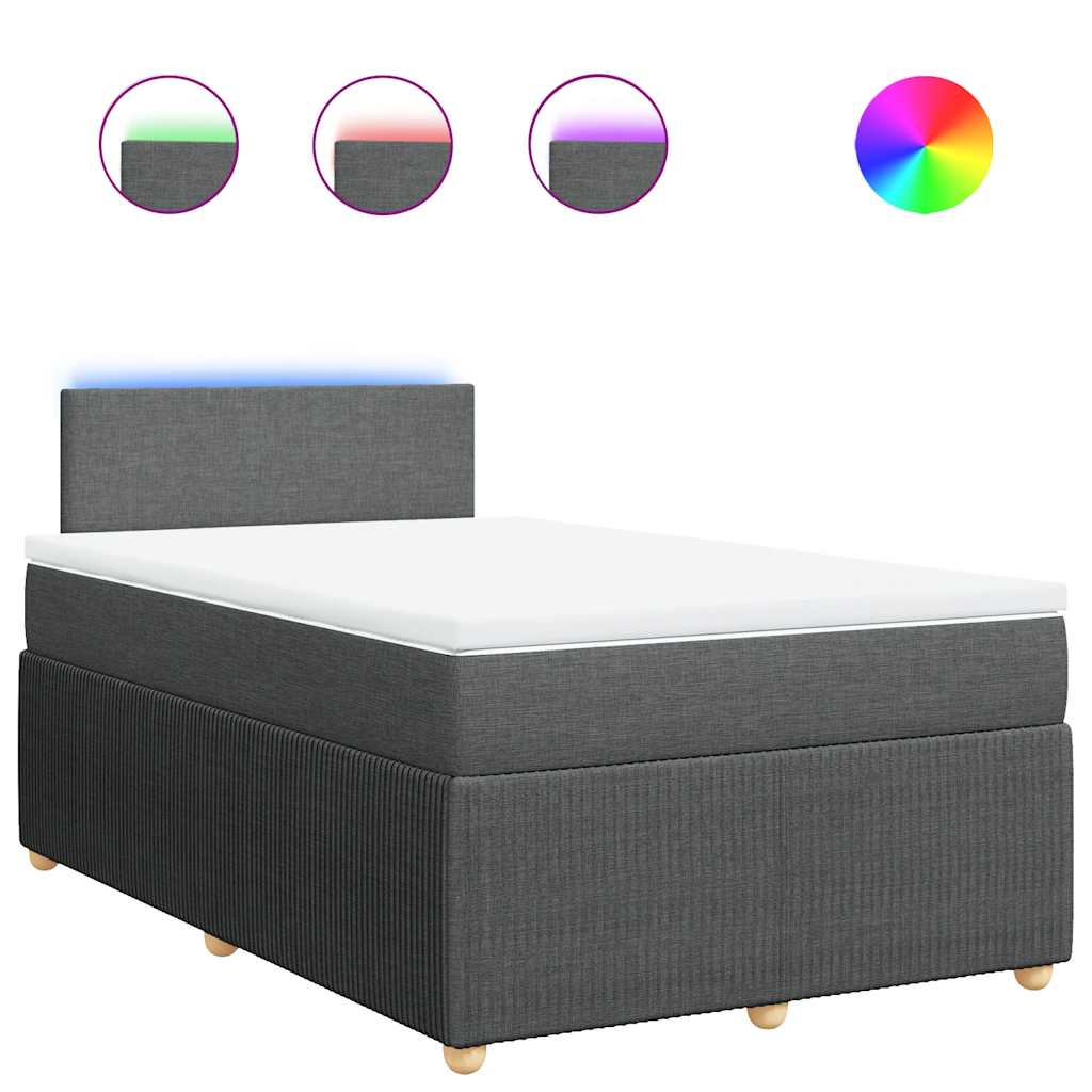 Κρεβάτι Boxspring με Στρώμα Σκούρο Γκρι 120x190 εκ Υφασμάτινο - Pakobazaar