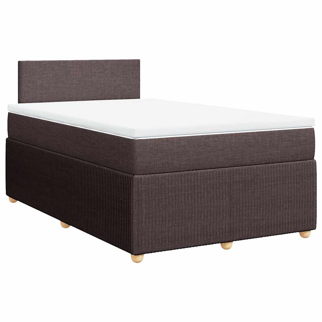 Κρεβάτι Boxspring με Στρώμα Σκούρο Καφέ 120x190 εκ Υφασμάτινο