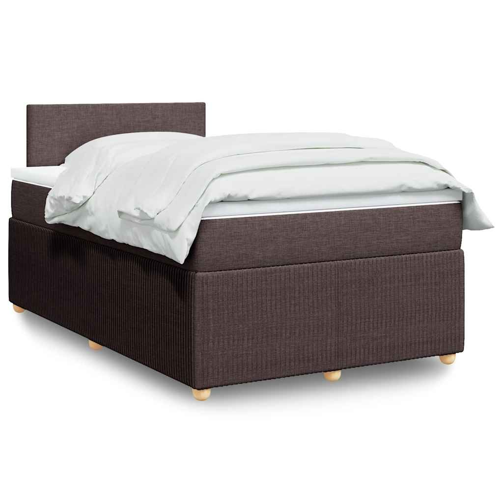 Κρεβάτι Boxspring με Στρώμα Σκούρο Καφέ 120x190 εκ Υφασμάτινο