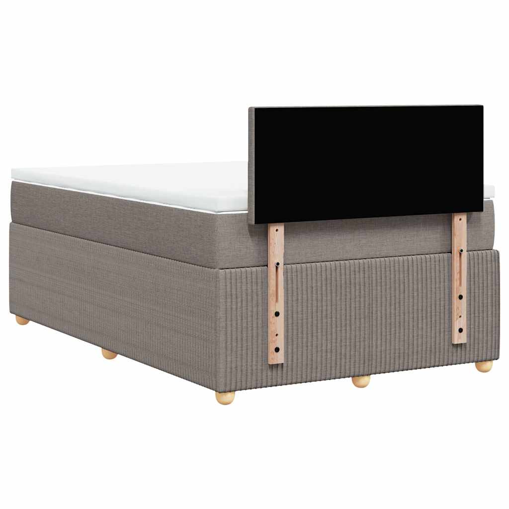Κρεβάτι Boxspring με Στρώμα Taupe 120x190 εκ. Υφασμάτινο - Pakobazaar