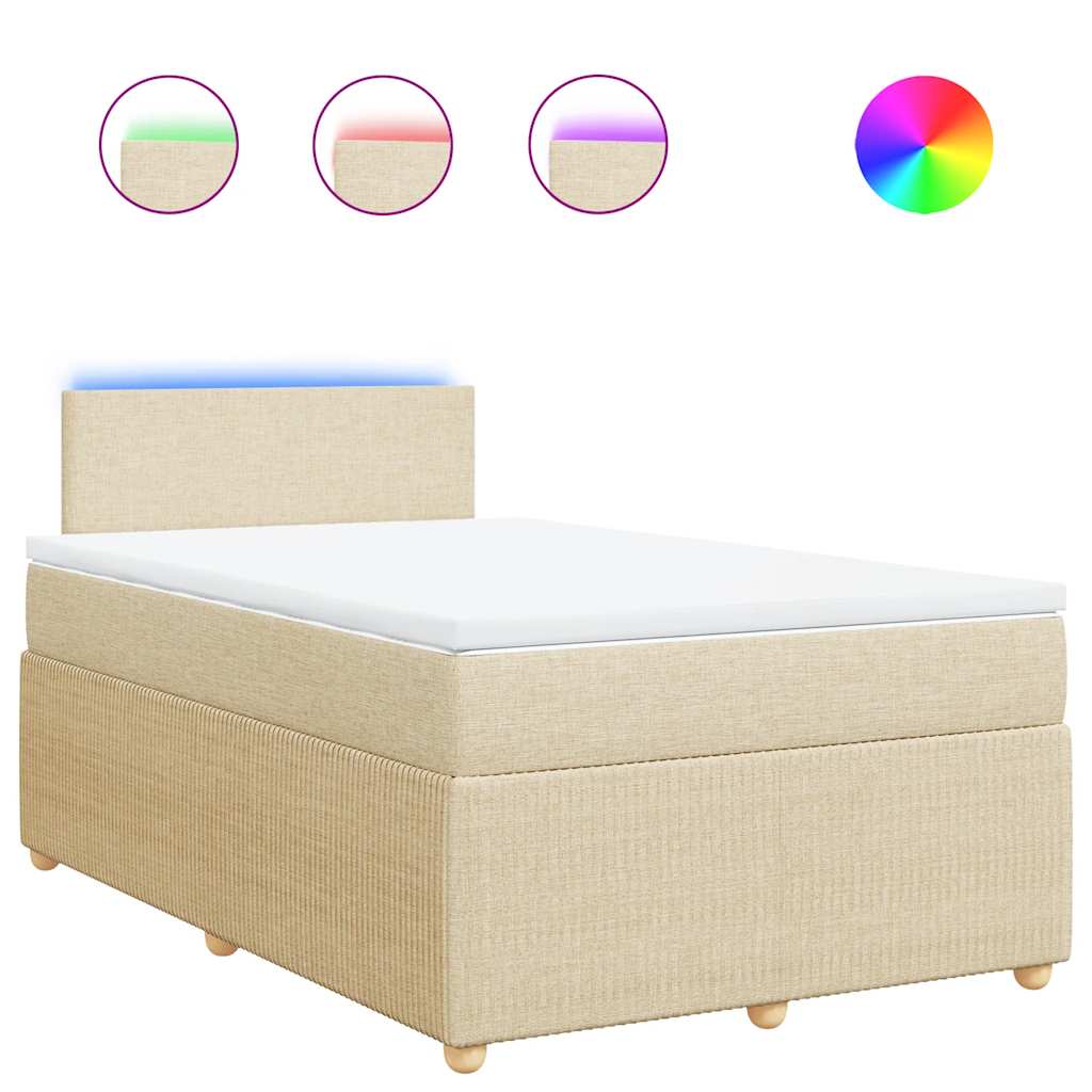 Κρεβάτι Boxspring με Στρώμα Κρεμ 120x190 εκ. Υφασμάτινο - Pakobazaar