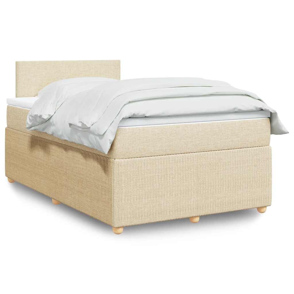 Κρεβάτι Boxspring με Στρώμα Κρεμ 120x190 εκ. Υφασμάτινο - Pakobazaar
