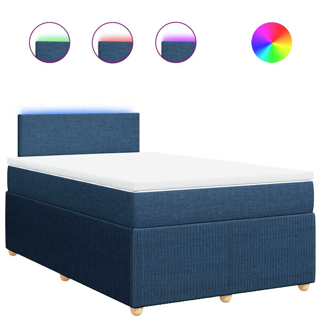 Κρεβάτι Boxspring με Στρώμα Μπλε 120x190 εκ. Υφασμάτινο - Pakobazaar