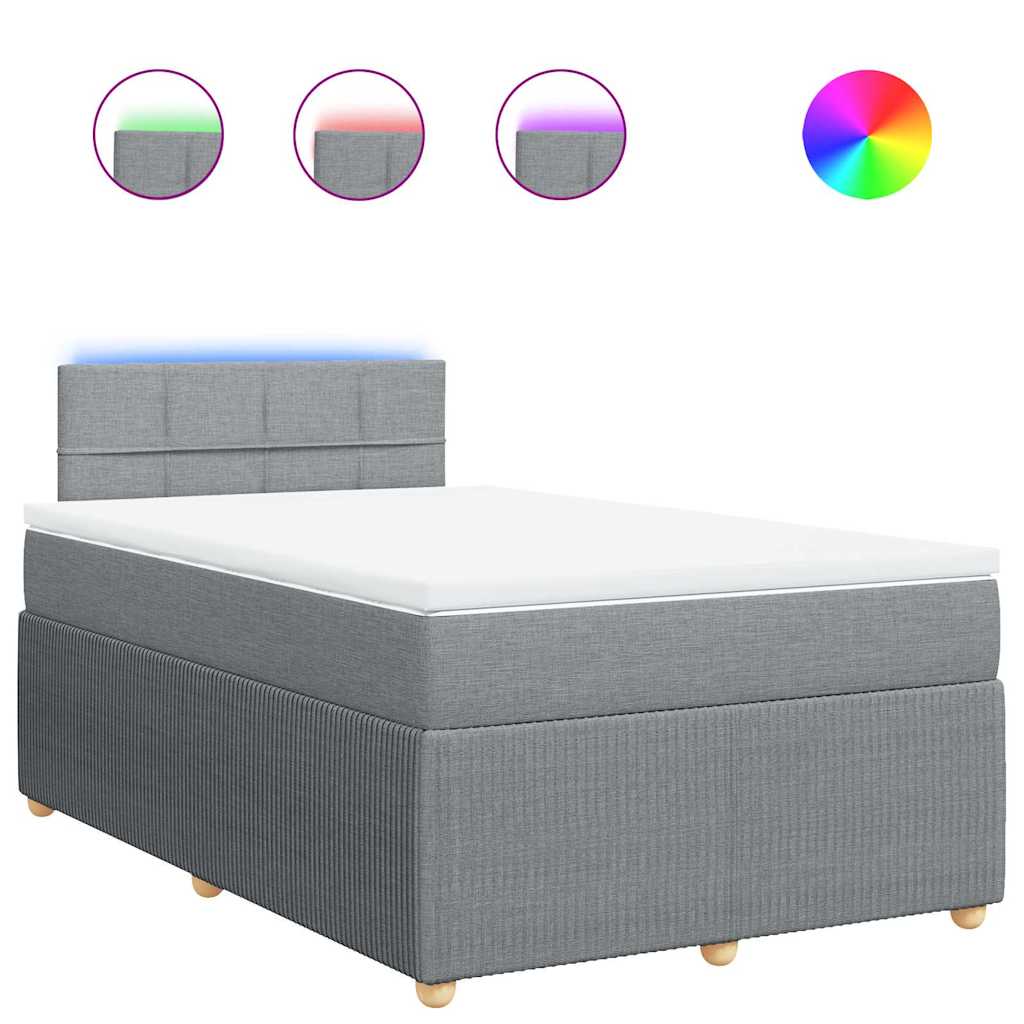 Κρεβάτι Boxspring με Στρώμα Ανοιχτό Γκρι 120x190 εκ. Υφασμάτινο - Pakobazaar